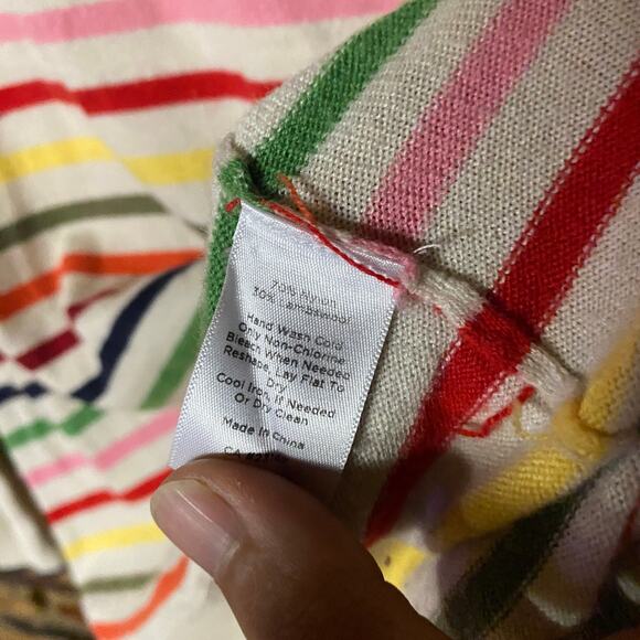 Talbots Beige Rainbow Metallic Stripe Button Shoulder Knit Sweater Women's XS - Picture 5 of 6